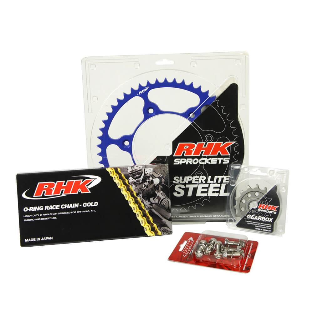 RHK Chain & Sprocket Kit - Gold O-Ring Chain & Blue Super Lite Steel Sprocket (13/48)