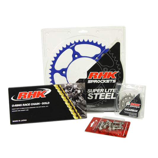 RHK Chain & Sprocket Kit - Gold O-Ring Chain & Blue Super Lite Steel Sprocket (13/48)