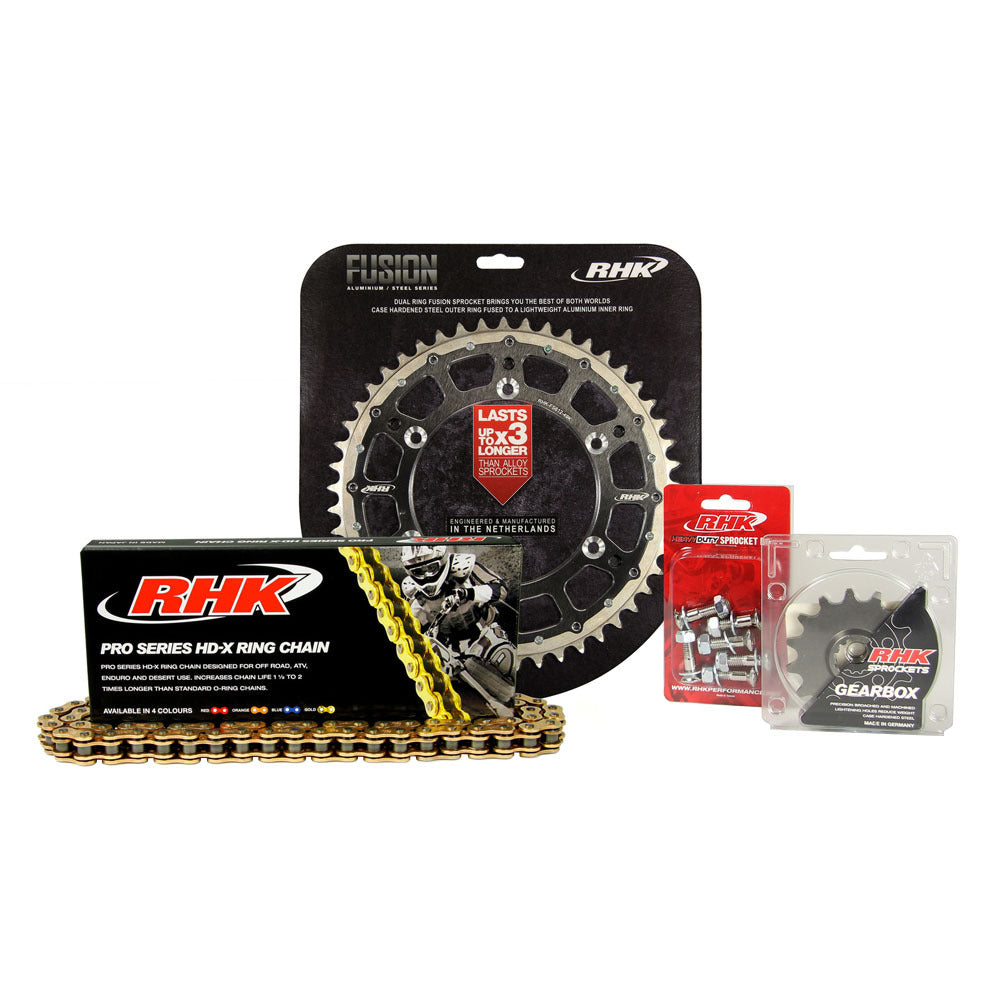 RHK Chain & Sprocket Kit - Gold HD-X Ring Chain & Black Fusion Sprocket (13/51)