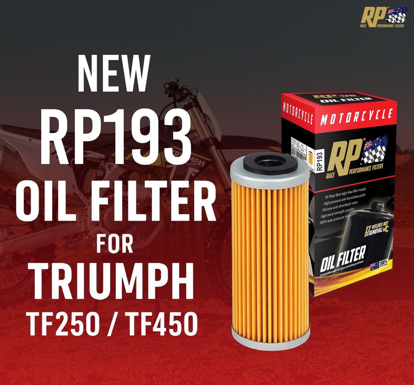 Race Performance Motorcycle Oil Filter - RP193