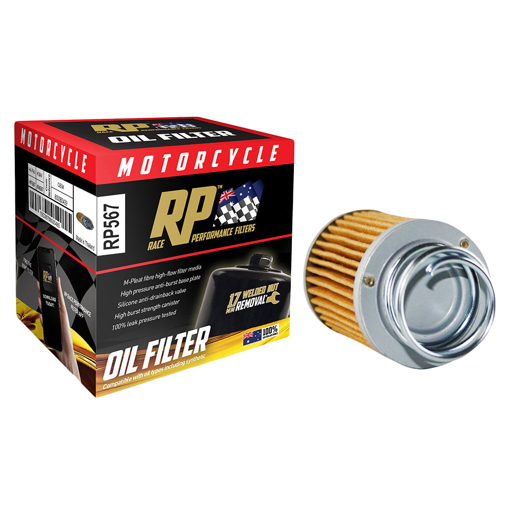 Race Performance Motorcycle Oil Filter RP567 KN-567