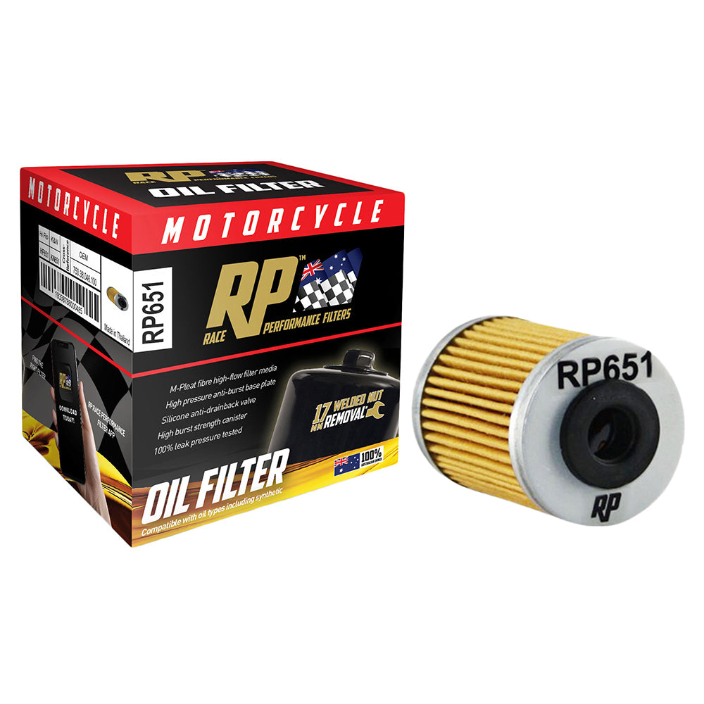 Race Performance Motorcycle Oil Filter RP651 KN-651