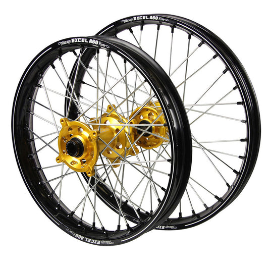 SM Pro Hubs / A60 Rims Wheelset  (21*1.60 / 18*2.15) - Gold / Black