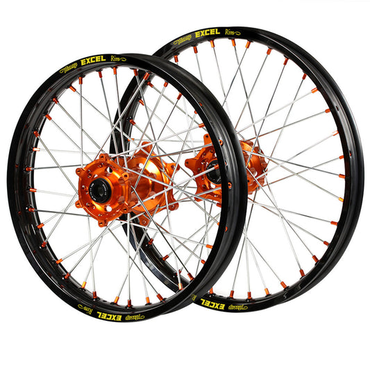 SM Pro Hubs / Excel  Rims Wheelset (21*1.60 / 18*2.15) - Orange / Black