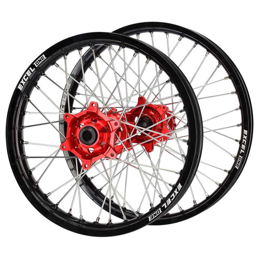 SM Pro Hubs / Excel ONE Rims Wheelset (21*1.6 / 19*2.15) - Red / Black