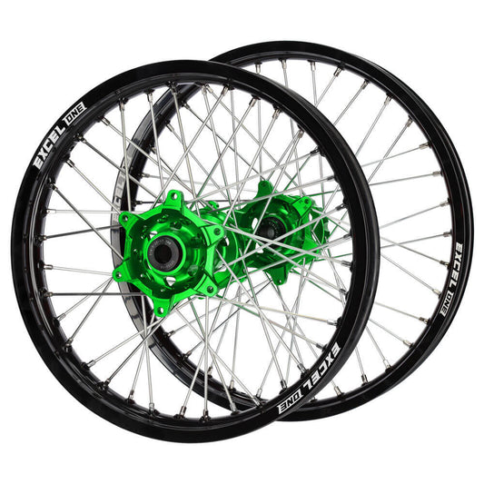 SM Pro Hubs / Excel ONE Rims Wheelset (21*1.6 / 18*2.15 OE) - Green / Black