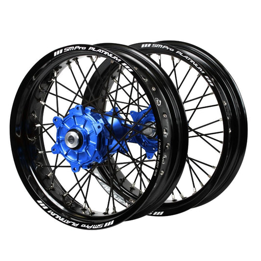 SM Pro Cush Drive  Hubs / SM Pro Platinum Rims Supermotard Wheelset (17*3.50/17*4.25) - Blue / Black