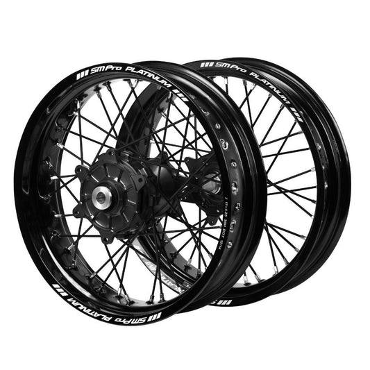 SM Pro Cush Drive Hubs / SM Pro Platinum Rims Supermotard Wheelset  (17*3.5 / 17*4.25) - Black