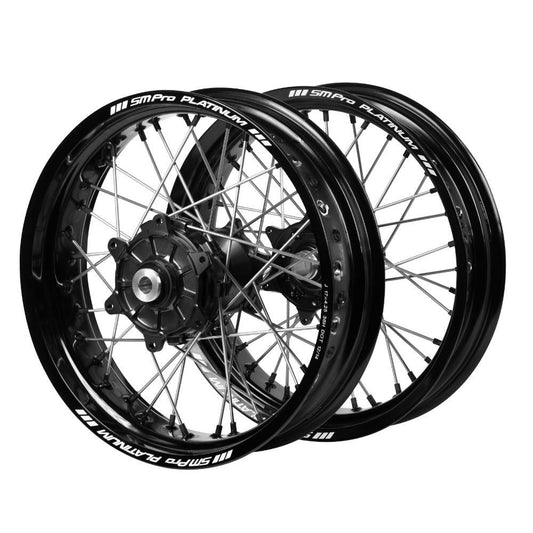 SM Pro Cush Drive Hubs / SM Pro Platinum Rims Supermotard Wheelset  (17*3.5 / 17*5.00) - Black