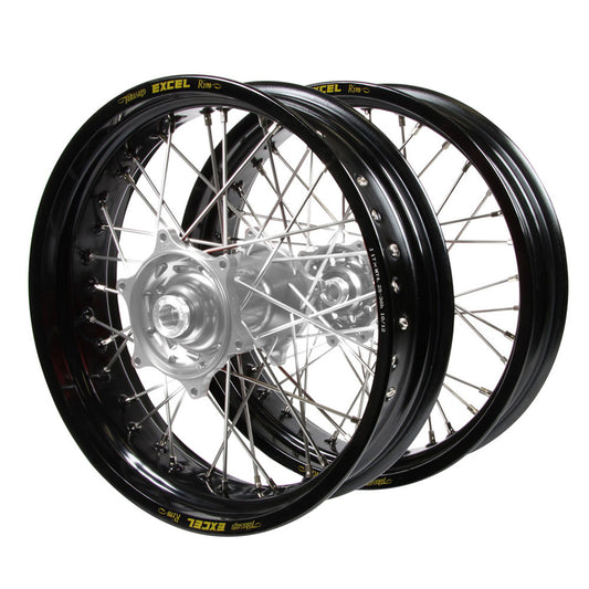Talon Hubs / Excel Rims Supermotard Wheelset (17*3.50 / 17*4.25) - Silver / Black