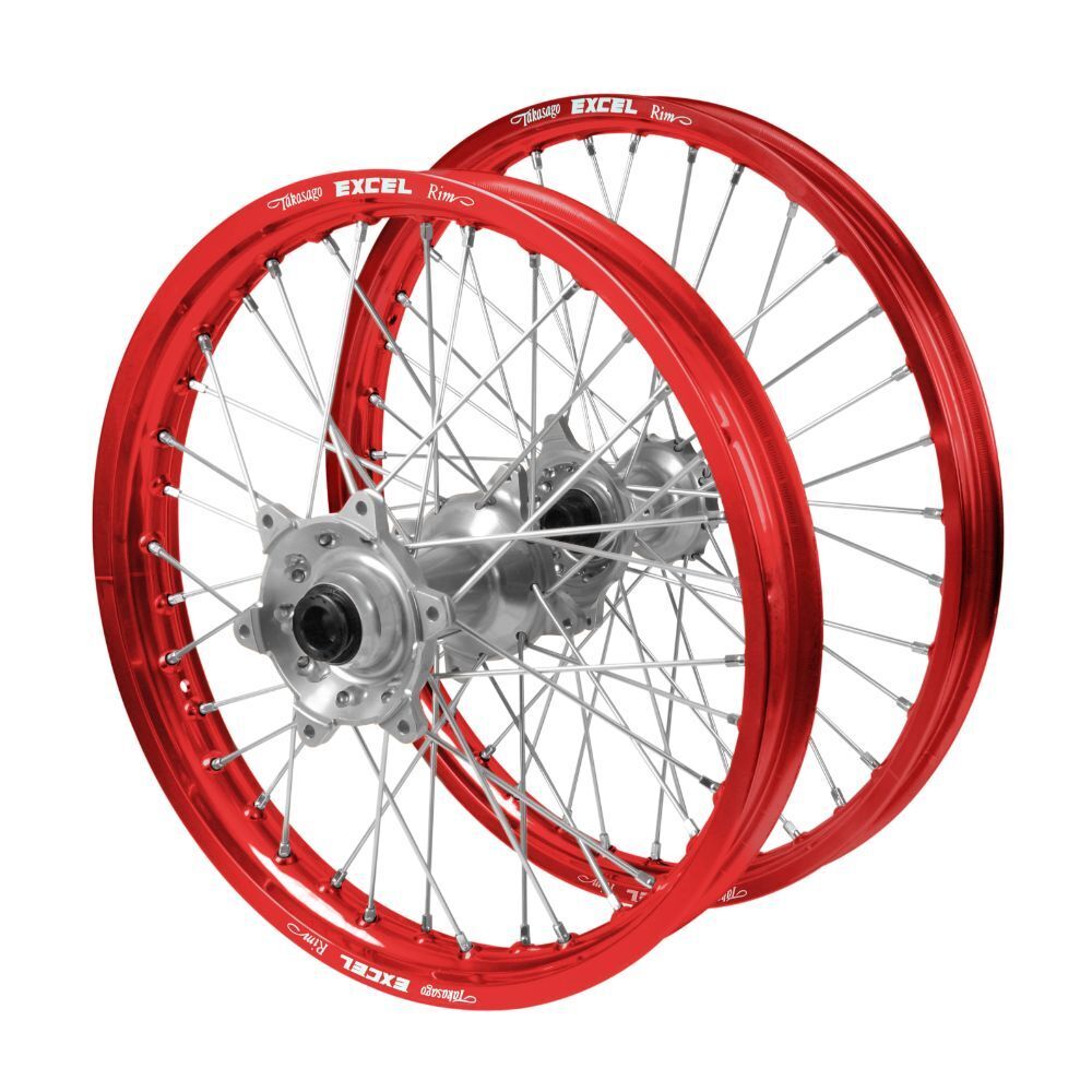 Talon Silver Hubs / Excel Red Rims Wheel Set (21*1.6 / 19*2.15)