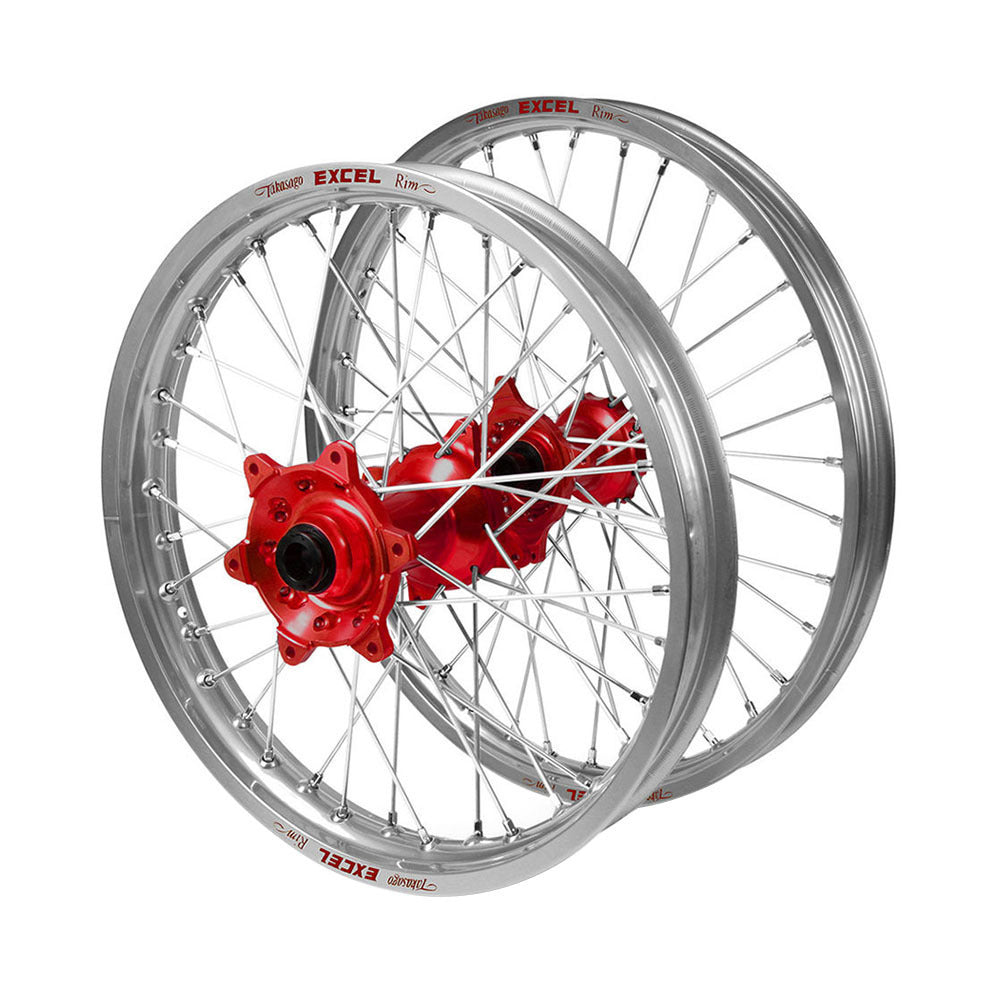 Honda Talon Red Hubs / Excel Silver Rims Wheel Set (21*1.6 / 18*2.15)