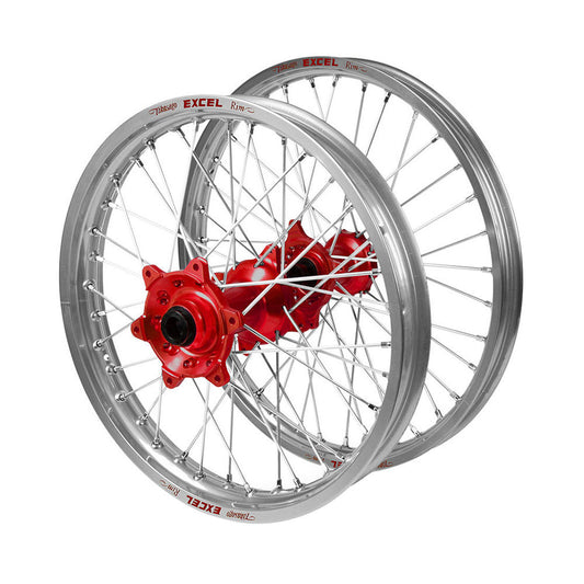 Honda Talon Red Hubs / Excel Silver Rims Wheel Set (21*1.6 / 18*2.15)