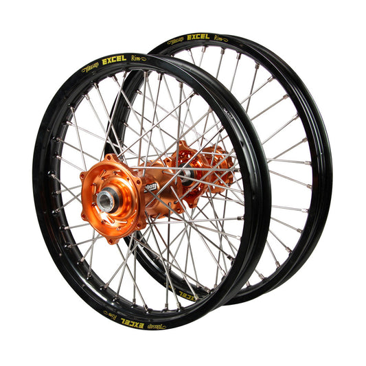 Talon Hubs / Excel Rims Wheel Set - Black / Orange