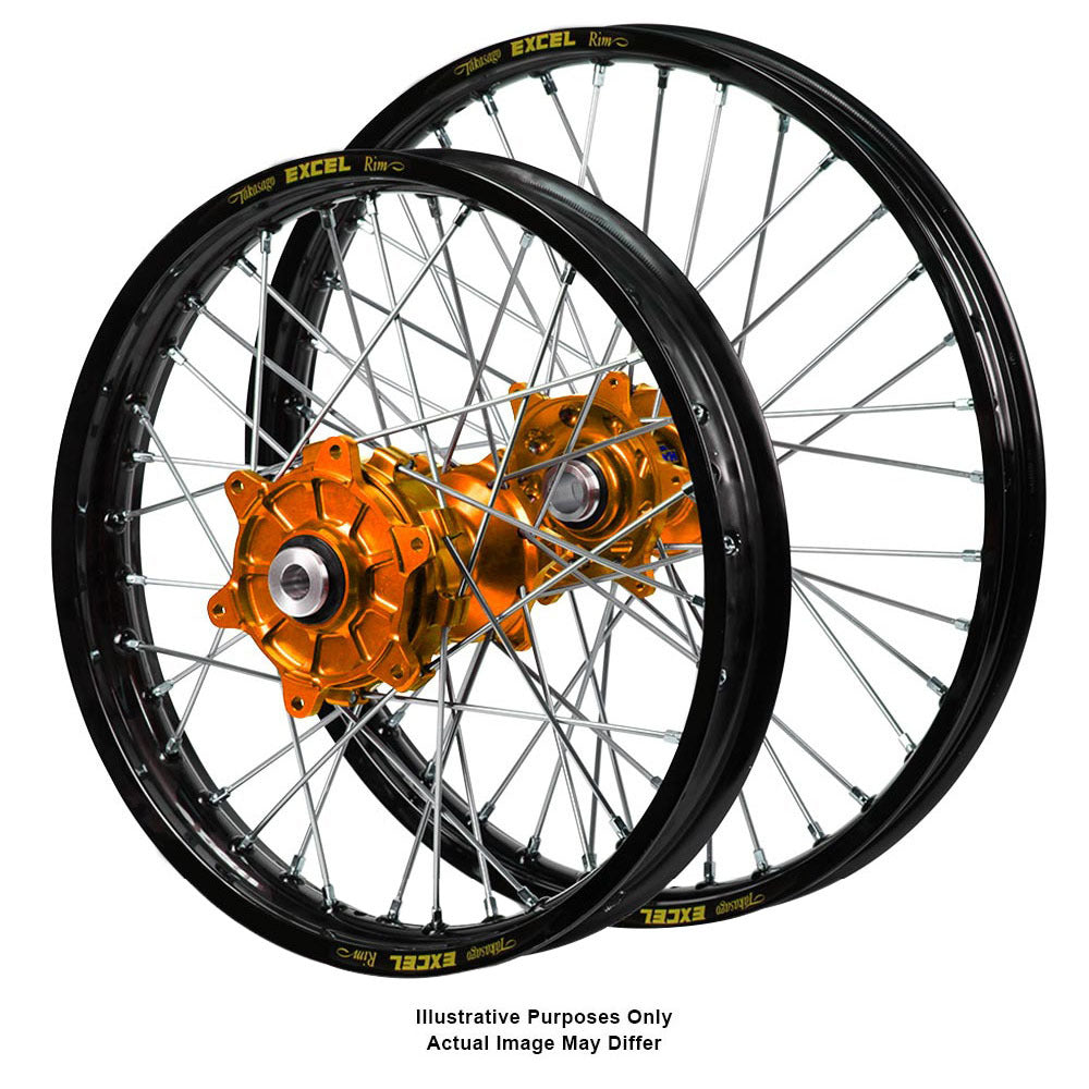 Talon Hubs / Excel Rims Wheel Set - Black / Orange