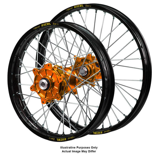Talon Hubs / Excel Rims Wheel Set - Black / Orange