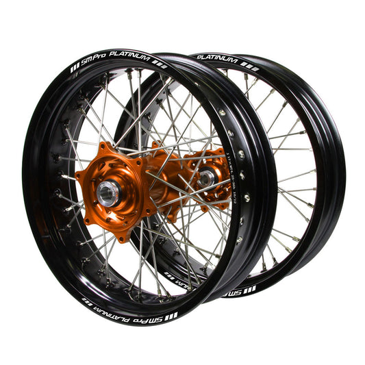 Talon Hubs / SM Pro Platinum Rims Supermotard Wheelset (17*3.50 / 17*4.25) - Orange / Black
