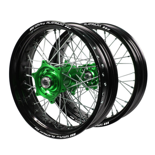 Talon Hubs / SM Pro Platinum Rims Supermotard Wheelset (17*3.50 / 17*4.25) - Green / Black