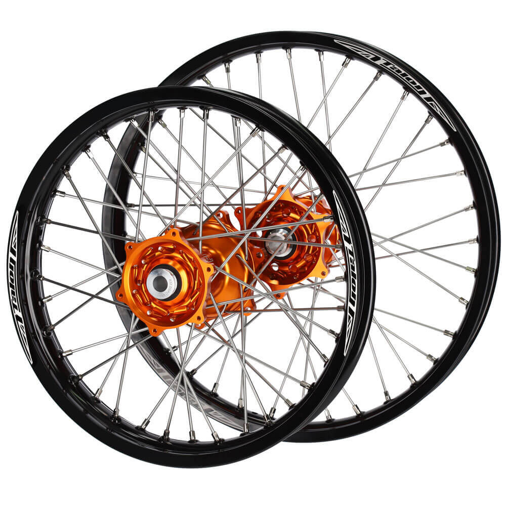 Talon Hubs / Talon Rims Wheelset (21*1.6 / 18*2.15) - Orange / Black