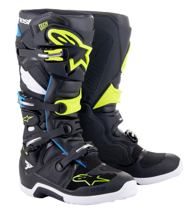 Alpinestars MX23 Tech 7 Black Enamel Blue Yellow Fluro