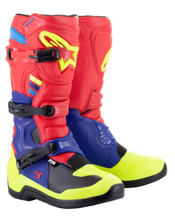 Alpinestars MX23 Tech 3 Bright Red Dark Blue Yellow Fluro