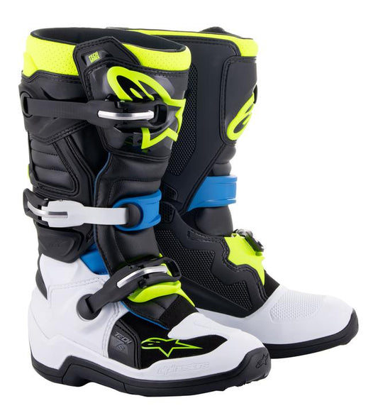 Alpinestars MX24 Tech 7S Youth Black Enamel Blue Yellow Fluro