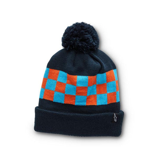 Alpinestars Winning Beanie - Navy With Red Blue Checkers