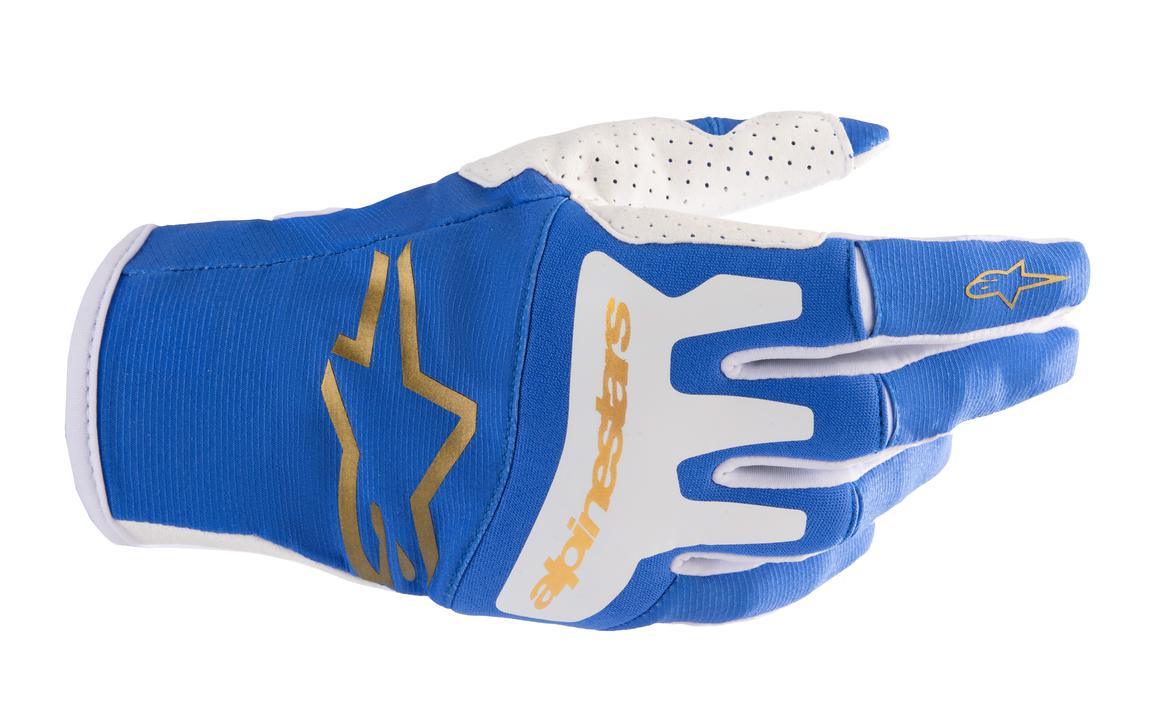 Alpinestars MX23 Techstar Gloves Ucla Blue Brushed Gold