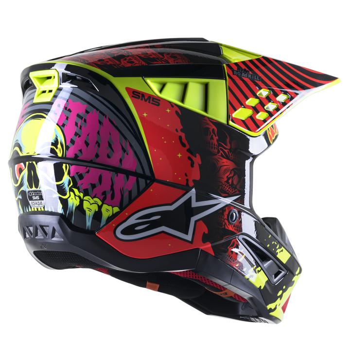 Alpinestars MX23 SM5 Solar Flare Helmet Gloss Black Red Fluro Yellow