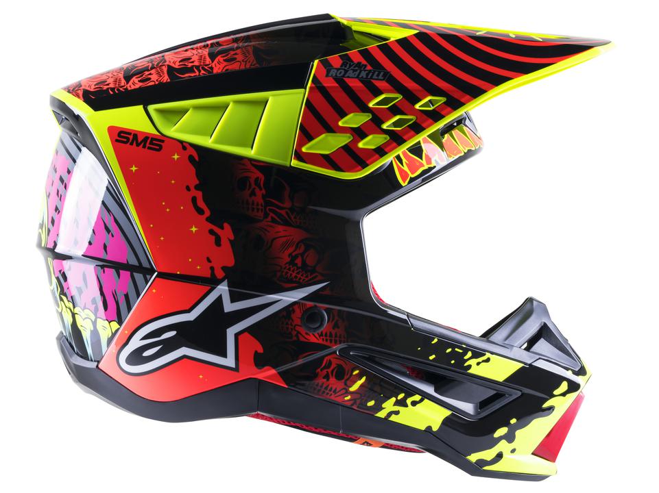 Alpinestars MX23 SM5 Solar Flare Helmet Gloss Black Red Fluro Yellow