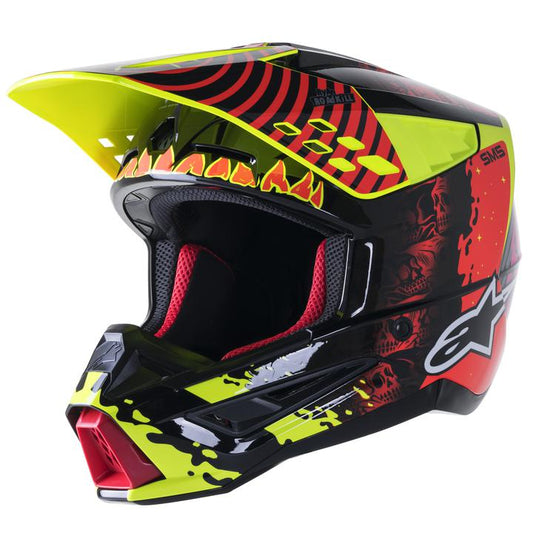 Alpinestars MX23 SM5 Solar Flare Helmet Gloss Black Red Fluro Yellow