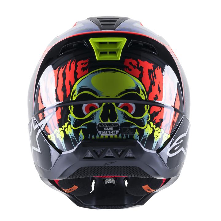 Alpinestars MX23 SM5 Solar Flare Helmet Gloss Black Blue Fluro Red