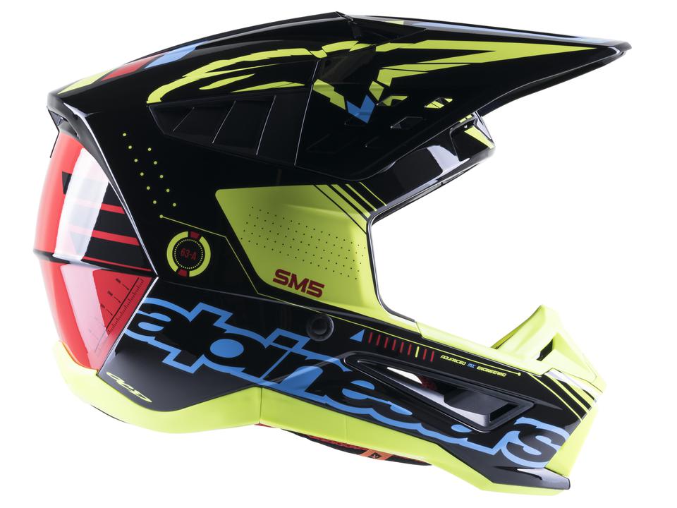 Alpinestars MX23 SM5 Action Helmet Gloss Black Blue Fluro Yellow