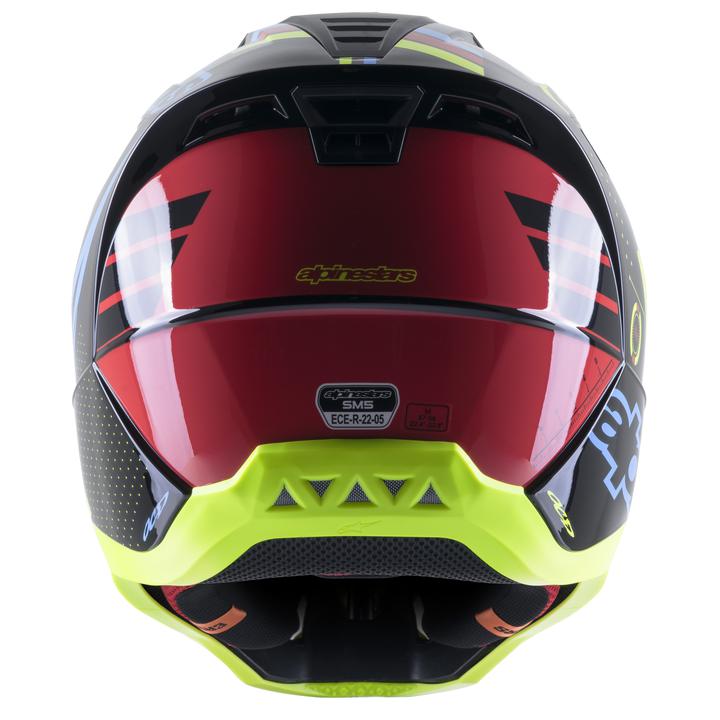 Alpinestars MX23 SM5 Action Helmet Gloss Black Blue Fluro Yellow