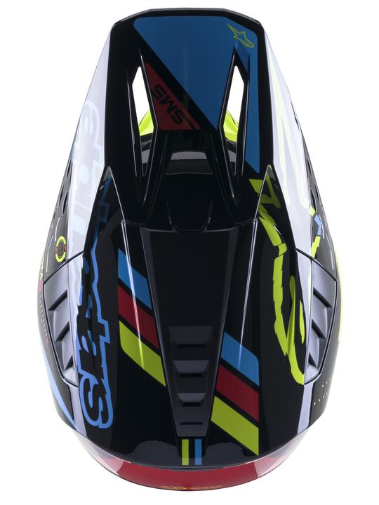 Alpinestars MX23 SM5 Action Helmet Gloss Black Blue Fluro Yellow