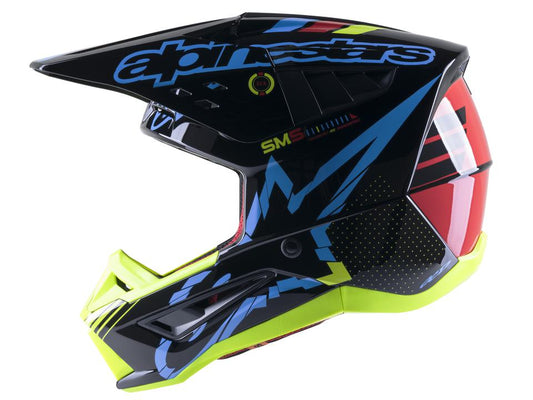 Alpinestars MX23 SM5 Action Helmet Gloss Black Blue Fluro Yellow