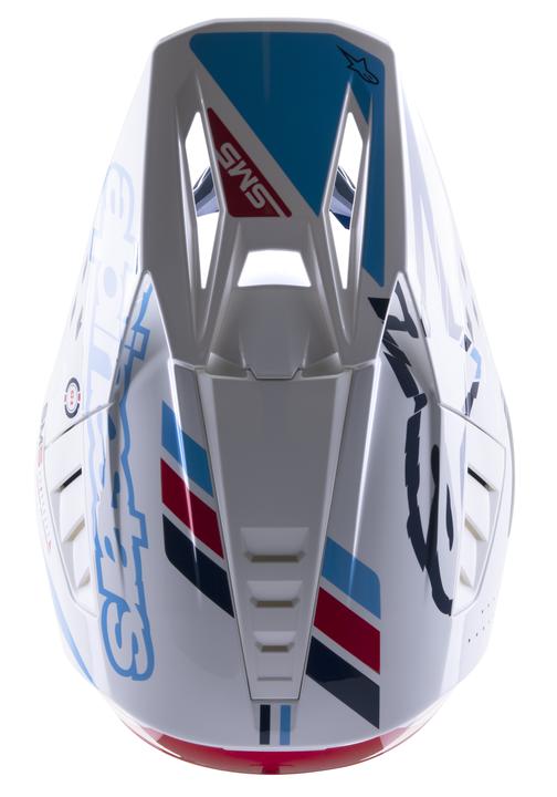 Alpinestars MX23 SM5 Action Helmet Gloss White Cyan Dark Blue