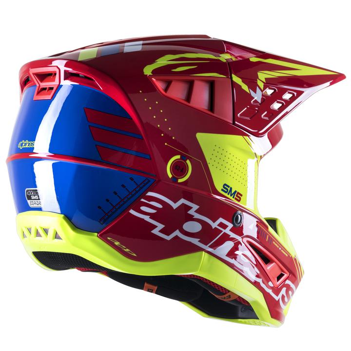 Alpinestars MX23 SM5 Action Helmet Gloss Red White Fluro Yellow