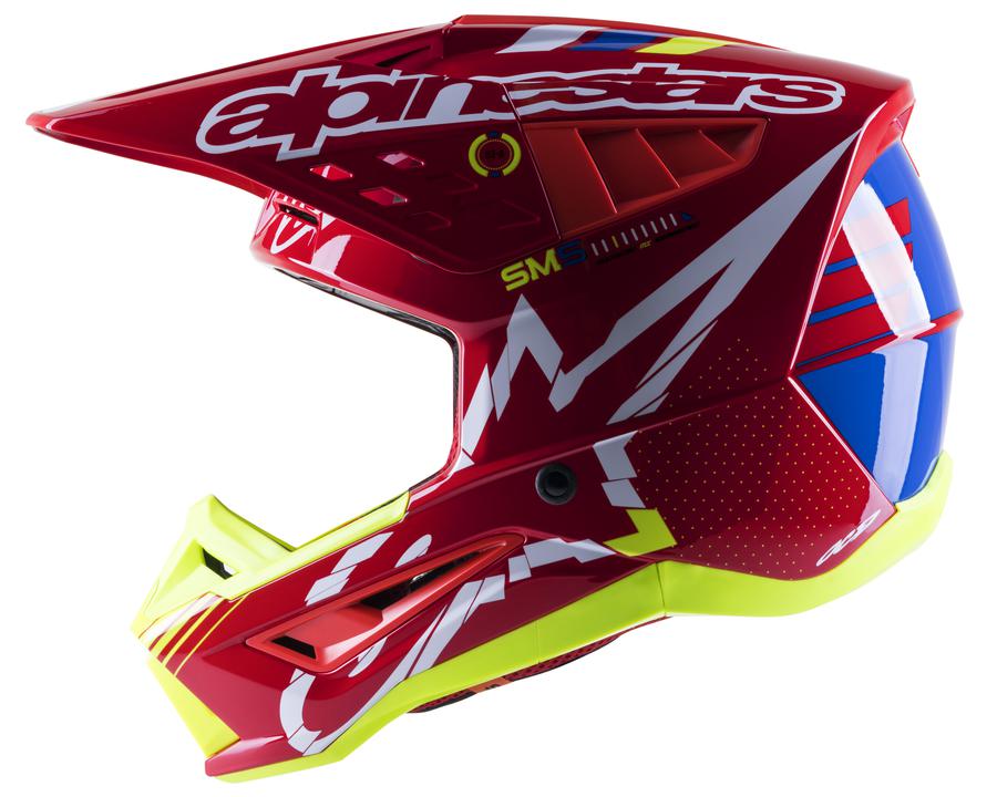 Alpinestars MX23 SM5 Action Helmet Gloss Red White Fluro Yellow