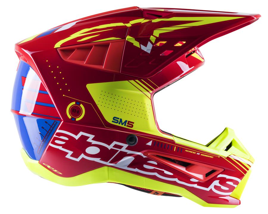 Alpinestars MX23 SM5 Action Helmet Gloss Red White Fluro Yellow