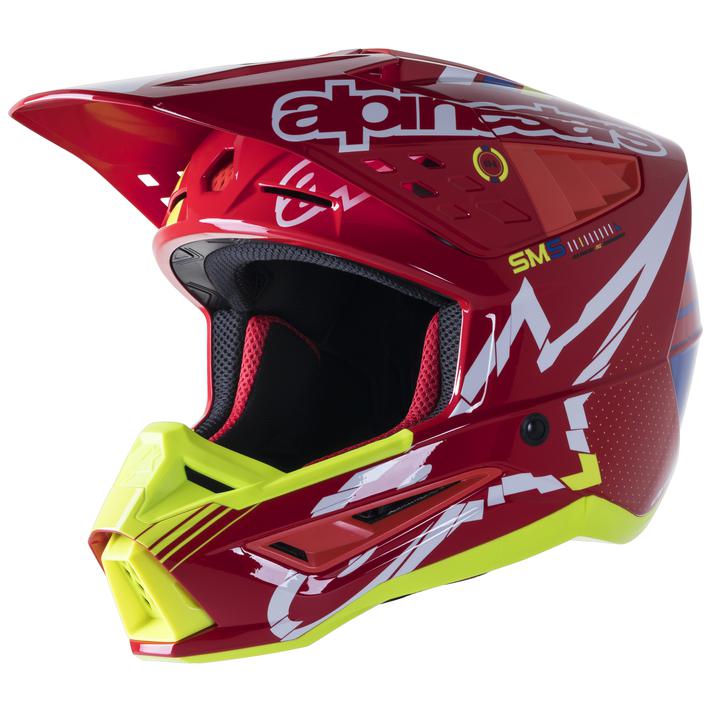 Alpinestars MX23 SM5 Action Helmet Gloss Red White Fluro Yellow