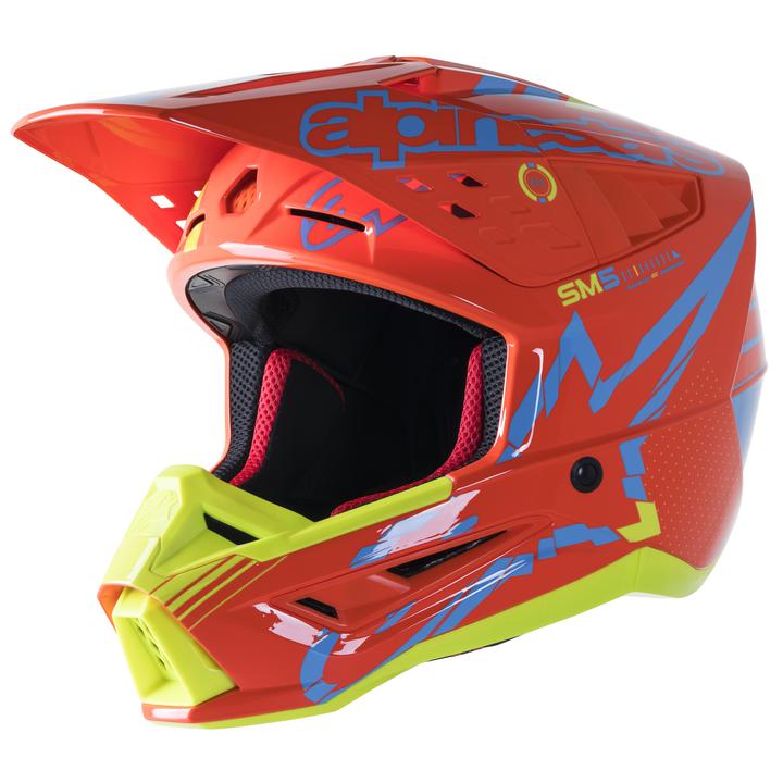 Alpinestars MX23 SM5 Action Helmet Gloss Fluro Orange Cyan Yellow