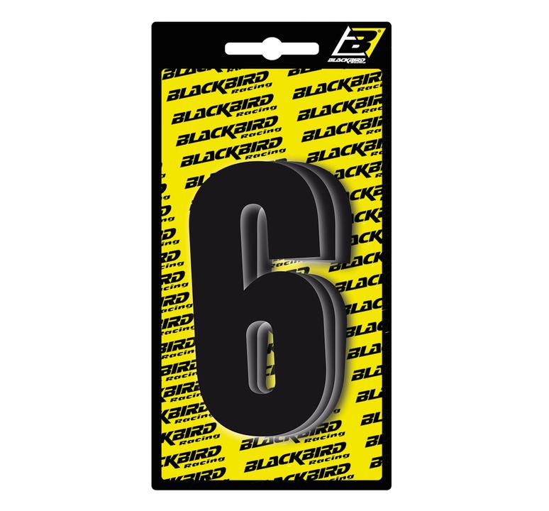 Blackbird Race Numbers 6  3 Pack - Black Small