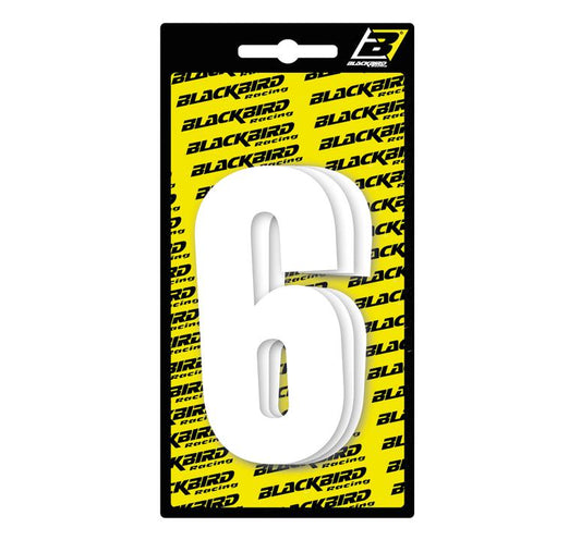 Blackbird Large Race Number 6 (3 Pack) - White