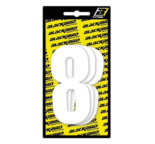 Blackbird Small Race Number 8 (3 Pack) - White