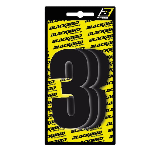 Blackbird Race Numbers 3  3 Pack - Black Large