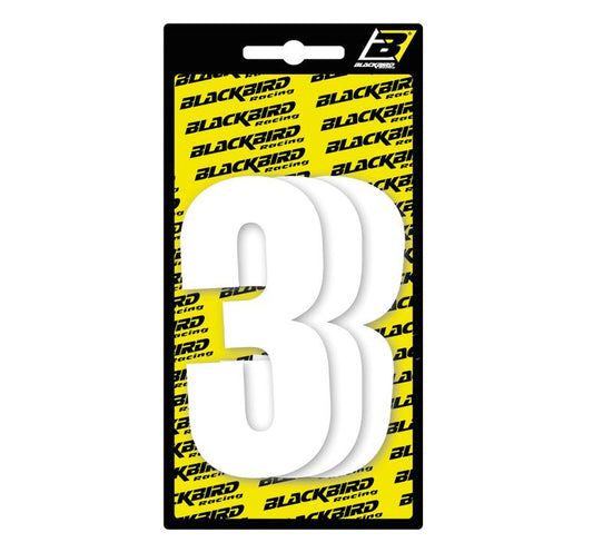 Blackbird Large Race Number 3 (3 Pack) - White