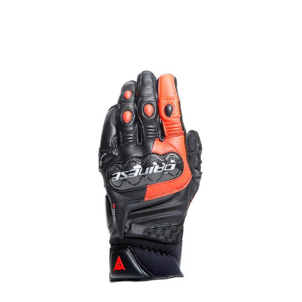 Dainese Carbon 4 Short Gloves - Black / Fluro Red