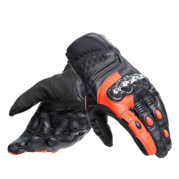 Dainese Carbon 4 Short Gloves - Black / Fluro Red
