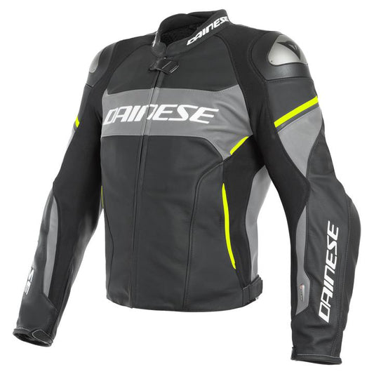 Dainese Racing 3 D-Air Perforated Airbag Jacket - Black / Grey Fluro Yellow